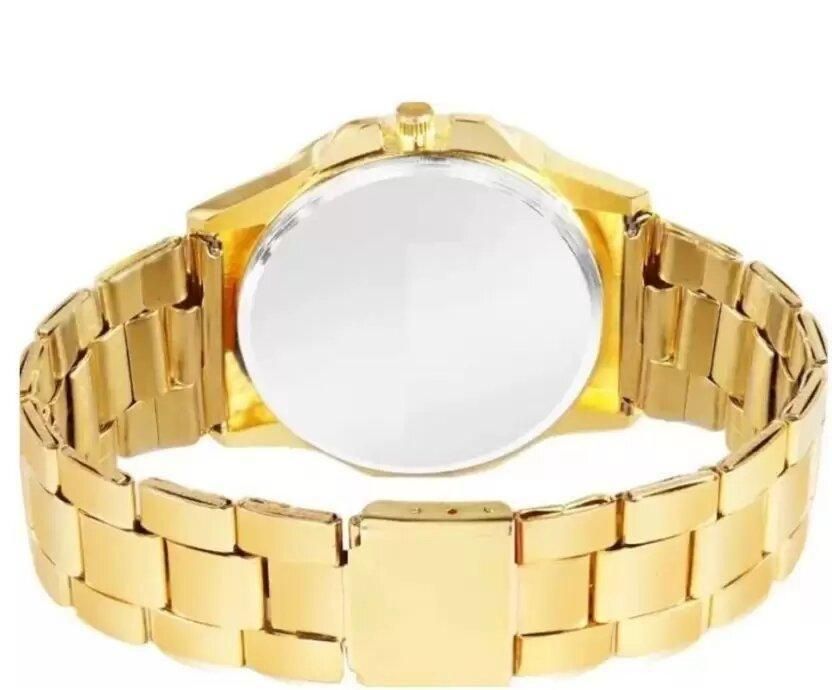 Goldene, mit Steinen besetzte Diamant-Armbanduhr für Jungen und Männer