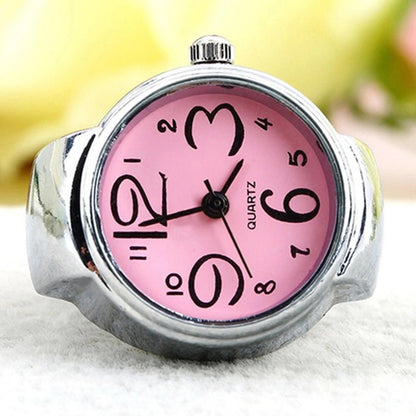 Damen Herren Ringuhr Analog Quarz am Fingeruhr Ring