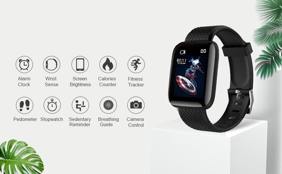 Pulsera inteligente ID116 Plus con monitor de actividad física, pantalla a color, podómetro, monitor de sueño y frecuencia cardíaca.