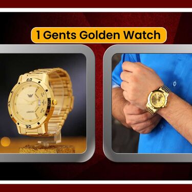 Reloj dorado con cadena dorada y reloj digital gratis