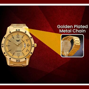 Goldene Uhr mit goldener Kette und kostenloser Digitaluhr-Kombination