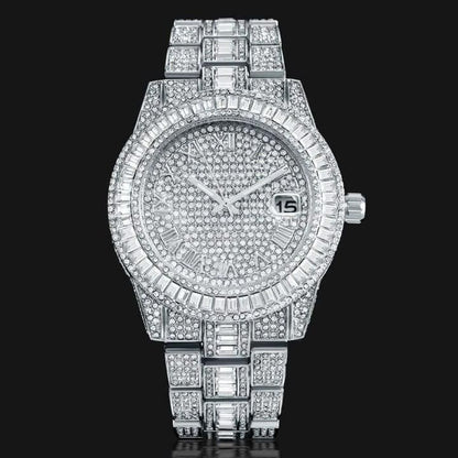 Reloj de pulsera con diamantes y piedras doradas para niños y hombres