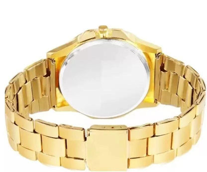 Goldene, mit Steinen besetzte Diamant-Armbanduhr für Jungen und Männer