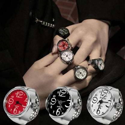 Damen Herren Ringuhr Analog Quarz am Fingeruhr Ring