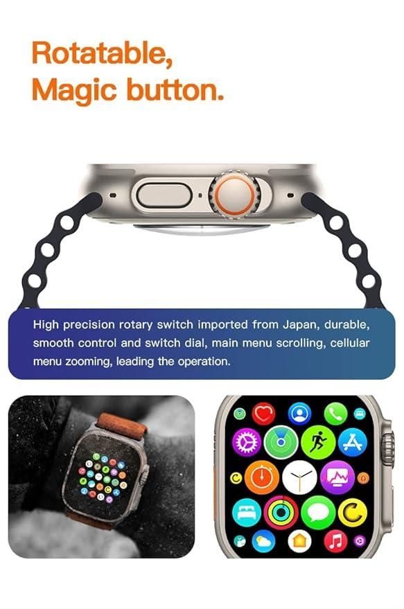 Reloj inteligente con pantalla táctil ultrafina de 1,9 pulgadas y carga magnética