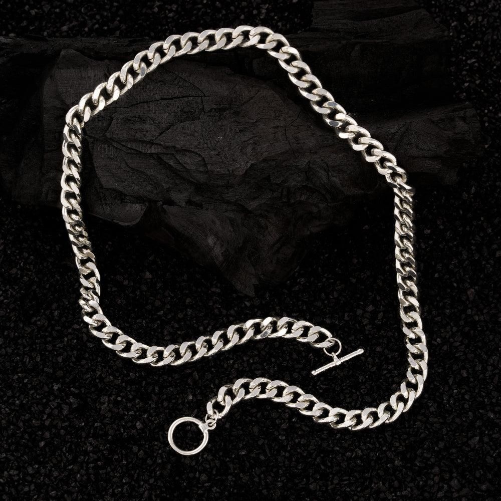 Versilberte dicke und schwere Kette im kubanischen Stil für Männer