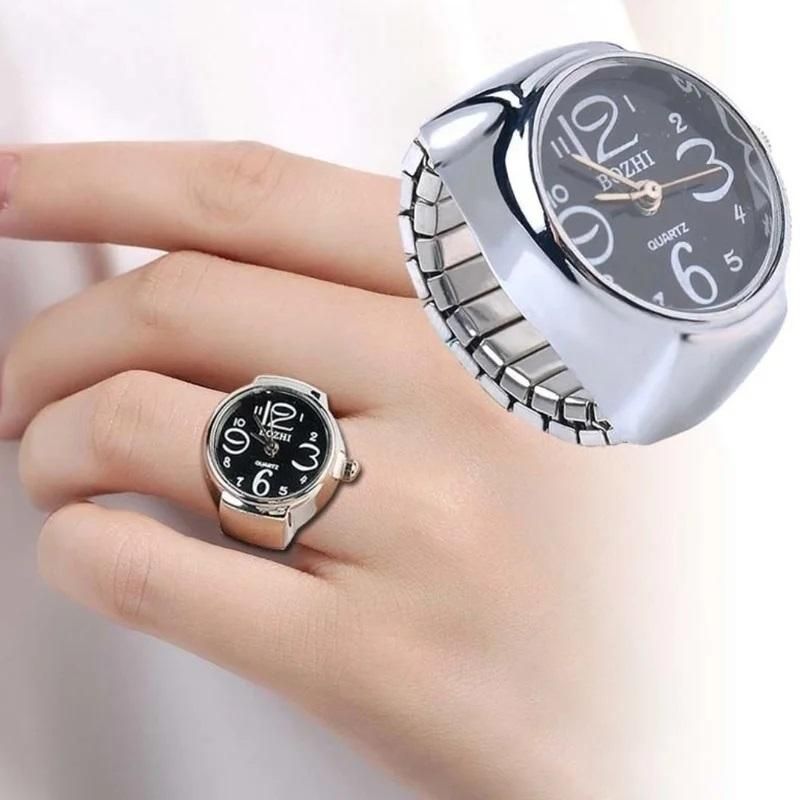 Damen Herren Ringuhr Analog Quarz am Fingeruhr Ring