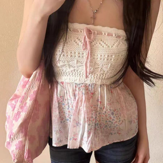 Spring And Summer Design Sense Hollow-out Tube Top Vest