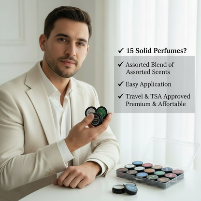 Luxury Solid Perfume Pack of 15 – Long-Lasting & Alcohol-Free