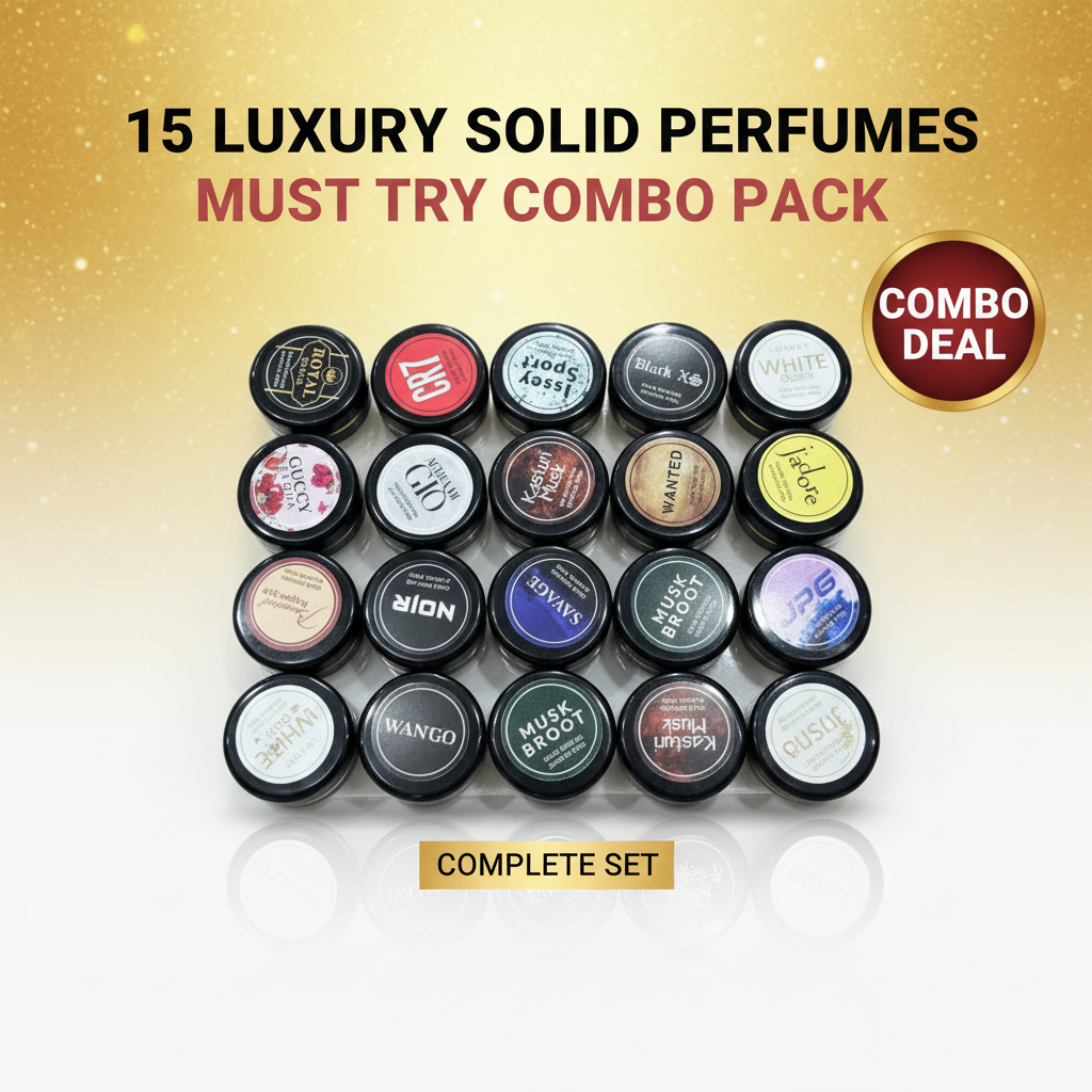 Luxury Solid Perfume Pack of 15 – Long-Lasting & Alcohol-Free