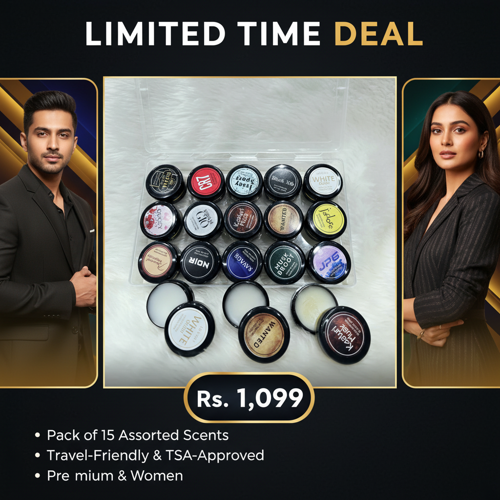 Luxury Solid Perfume Pack of 15 – Long-Lasting & Alcohol-Free